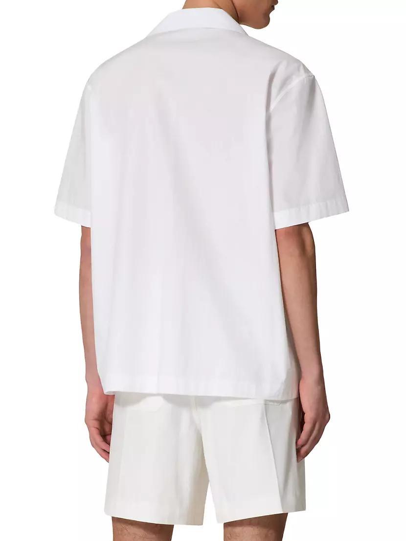 Cotton Poplin Bowling Shirt with Rubberized V Detail Product Image