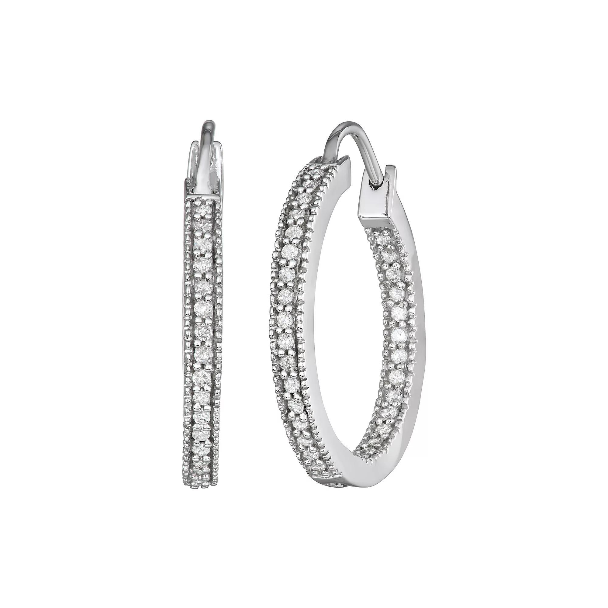 1/2 Carat T.W. Diamond Inside-Out Hoop Earrings, Women's, Sterling Product Image