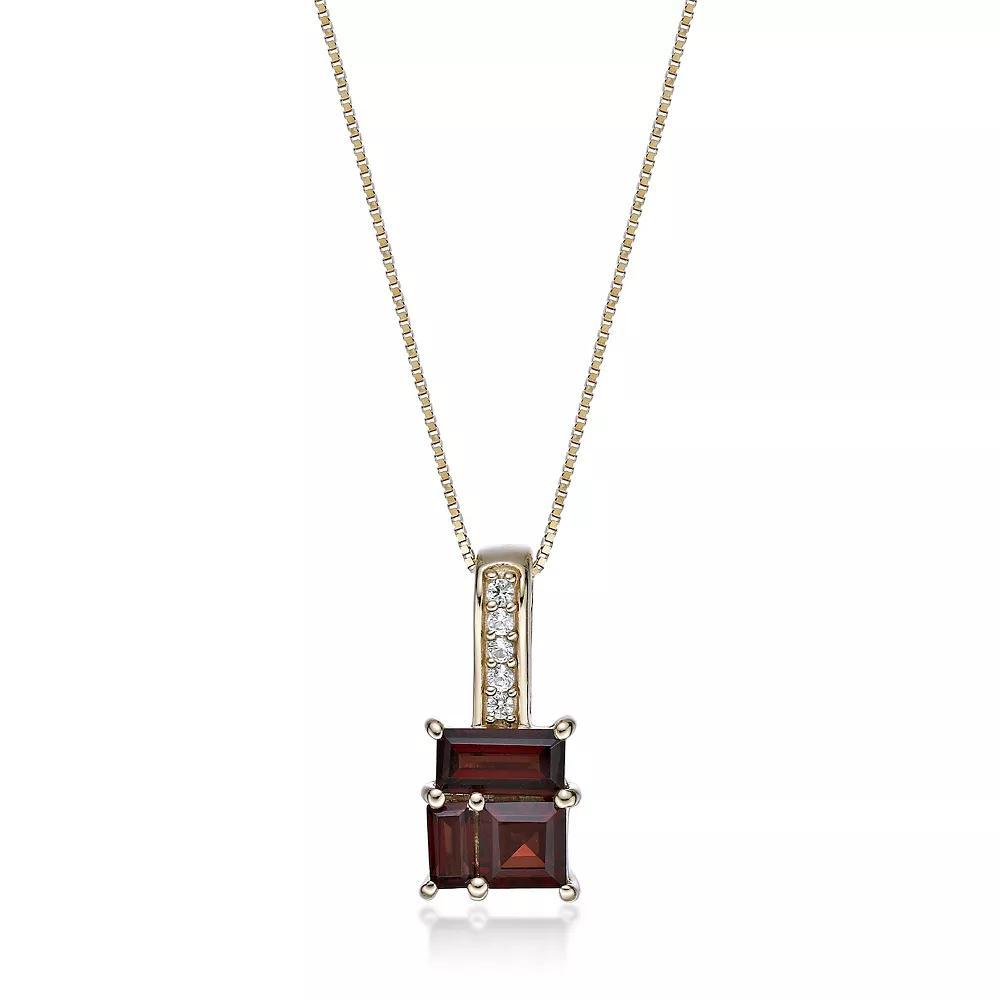 Gemminded 2 Micron Gold Over Silver Garnet & Lab-Created White Sapphire Pendant Necklace, Women's, Size: 18", Gold Tone Product Image