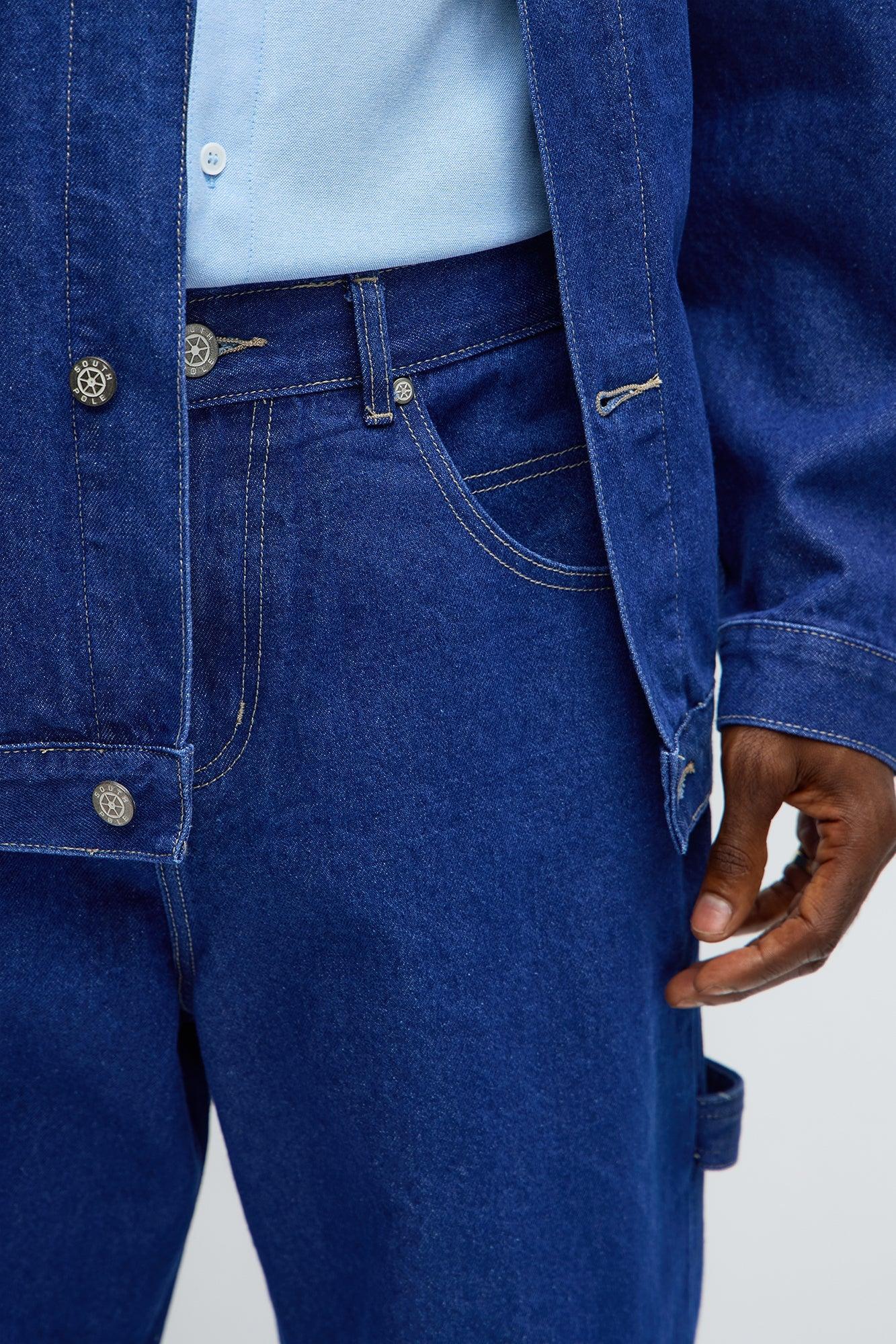 South Pole Baggy Contrast Stitch Back Hit Jeans - Blue Wash Product Image