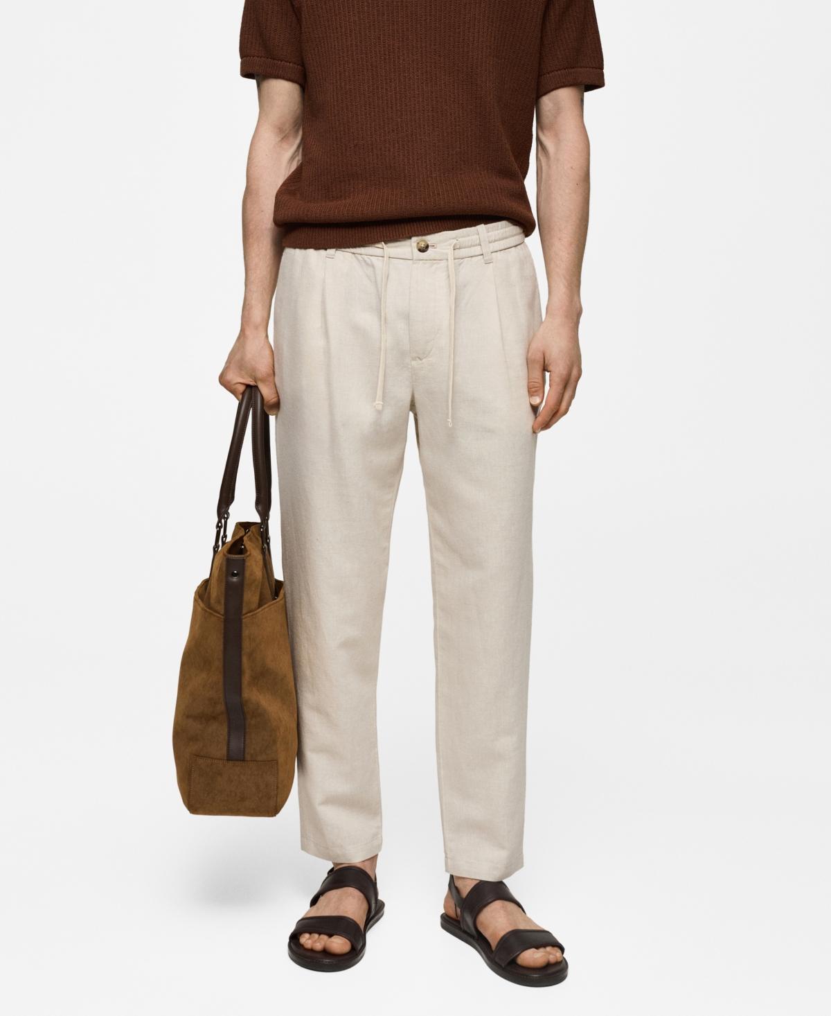 Mango Mens Drawstring Detail Slim-Fit Pants Product Image
