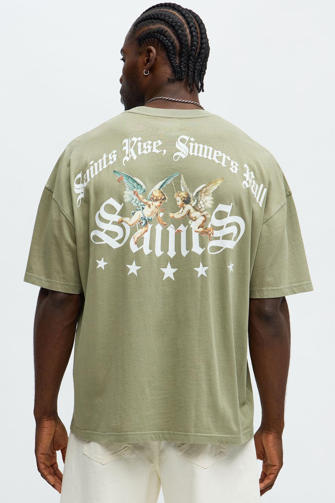 Saints Rise Saints Fall Oversized Short Sleeve Tee - Olive Product Image