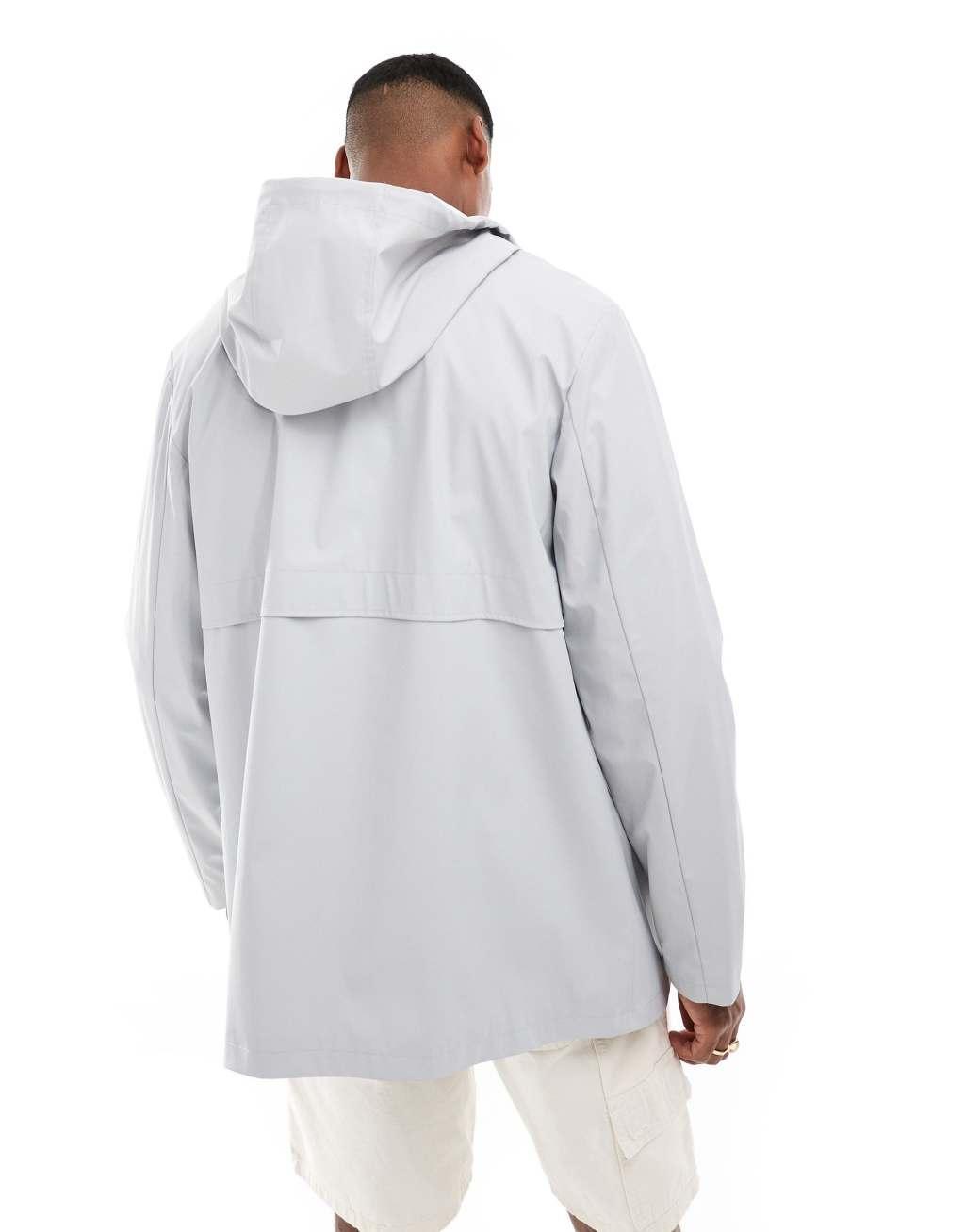 ASOS DESIGN shower resistant rubberized rain jacket in gray Product Image