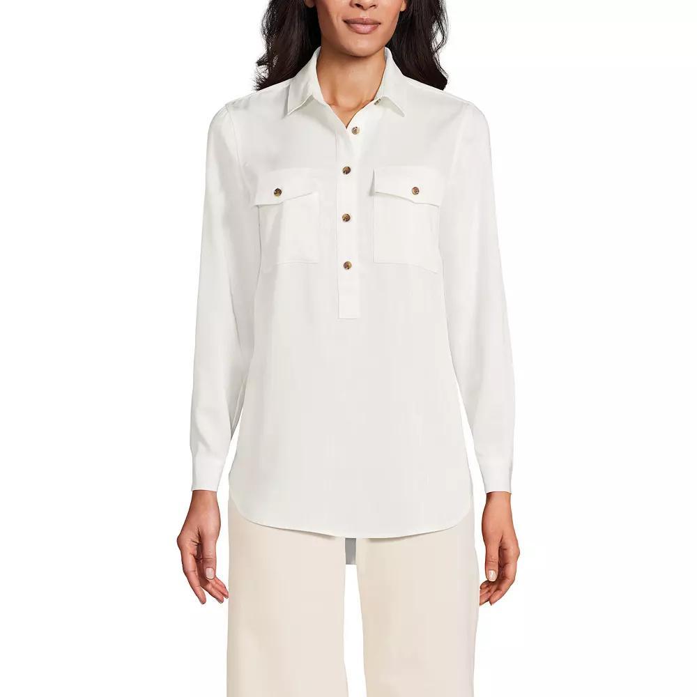 Women's Lands End Popover Top, Size: Medium, Soft Blue Product Image