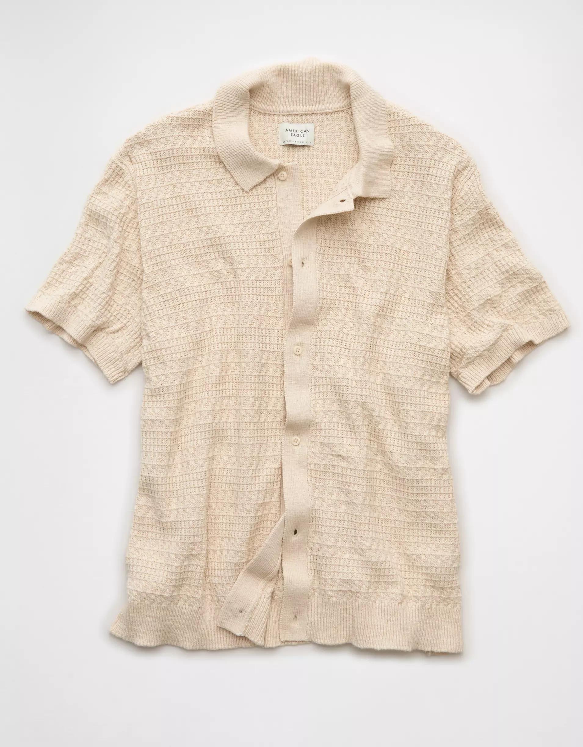 AE Weekend Button-Up Sweater Polo Shirt Product Image