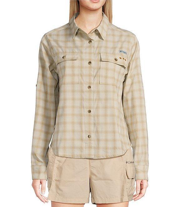 Columbia Women's PFG Wildcast Performance Yarn Dye Plaid Print Long Sleeve Button Front Shirt Product Image