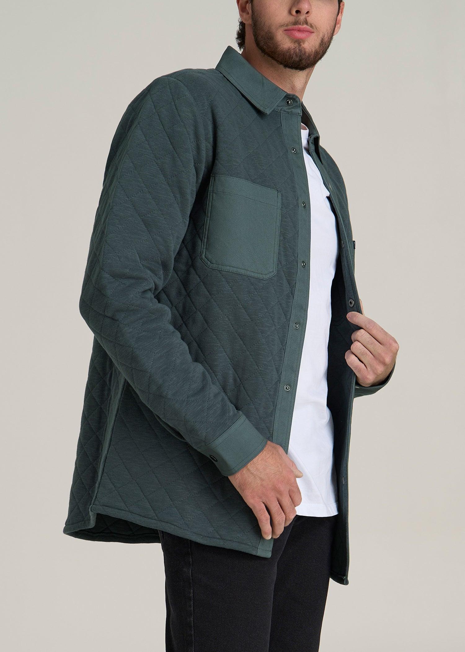 Quilted Shacket for Tall Men in Soft Green Product Image