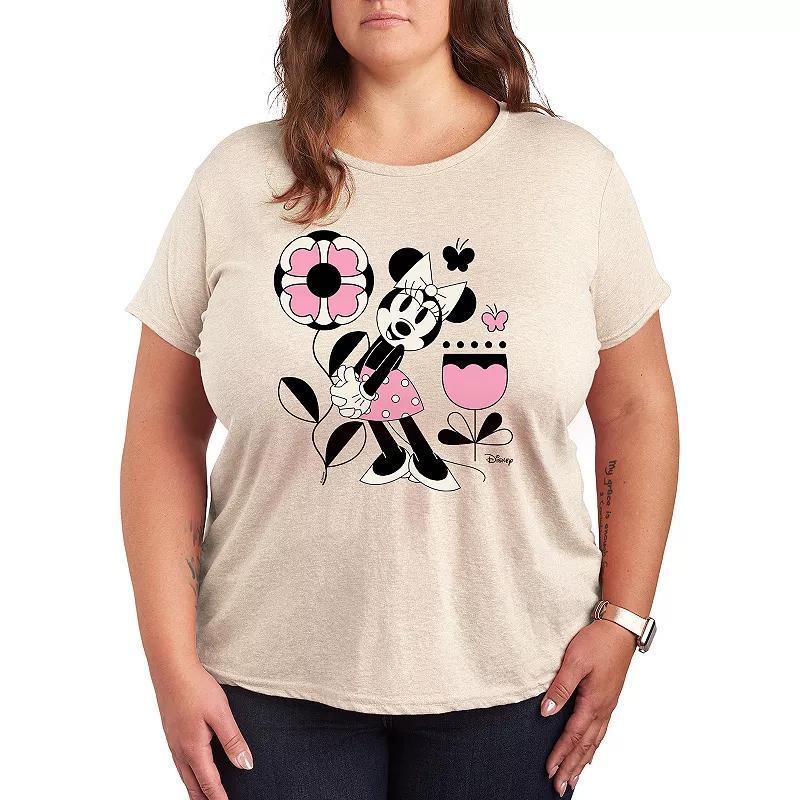 Disneys Minnie Mouse Plus Flower Butterfly Graphic Tee, Womens Product Image