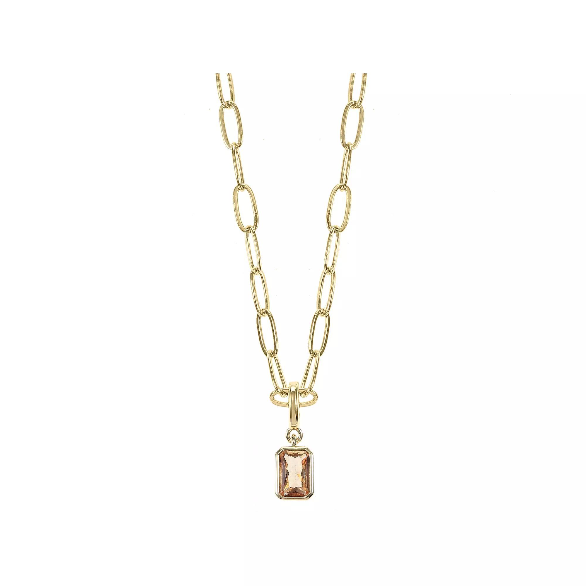 City Luxe Crystal Birthstone Pendant Necklace, Women's, Size: 18-20" ADJ, November Gold Tone Product Image