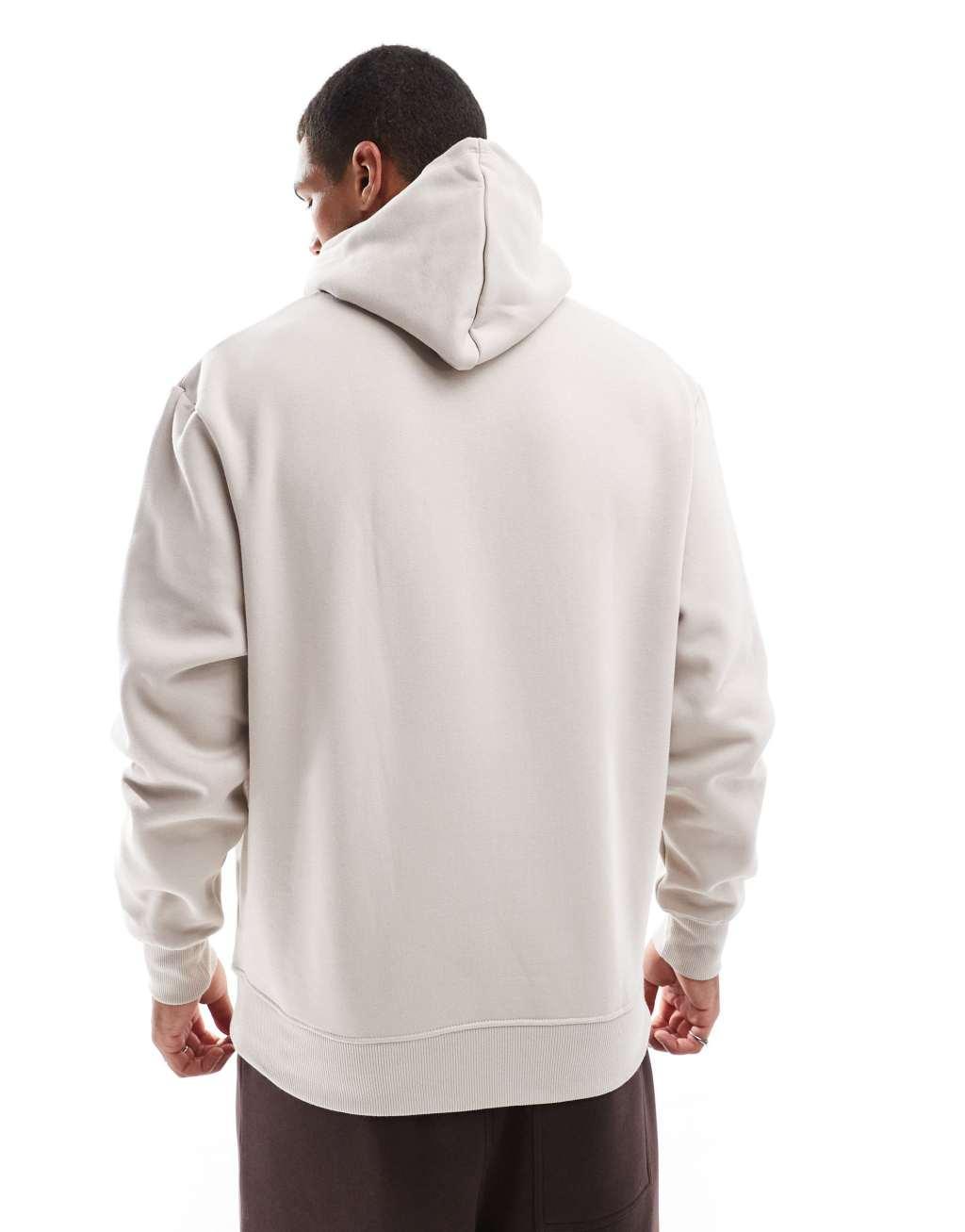 ASOS DESIGN premium heavyweight oversized hoodie in light gray beige Product Image