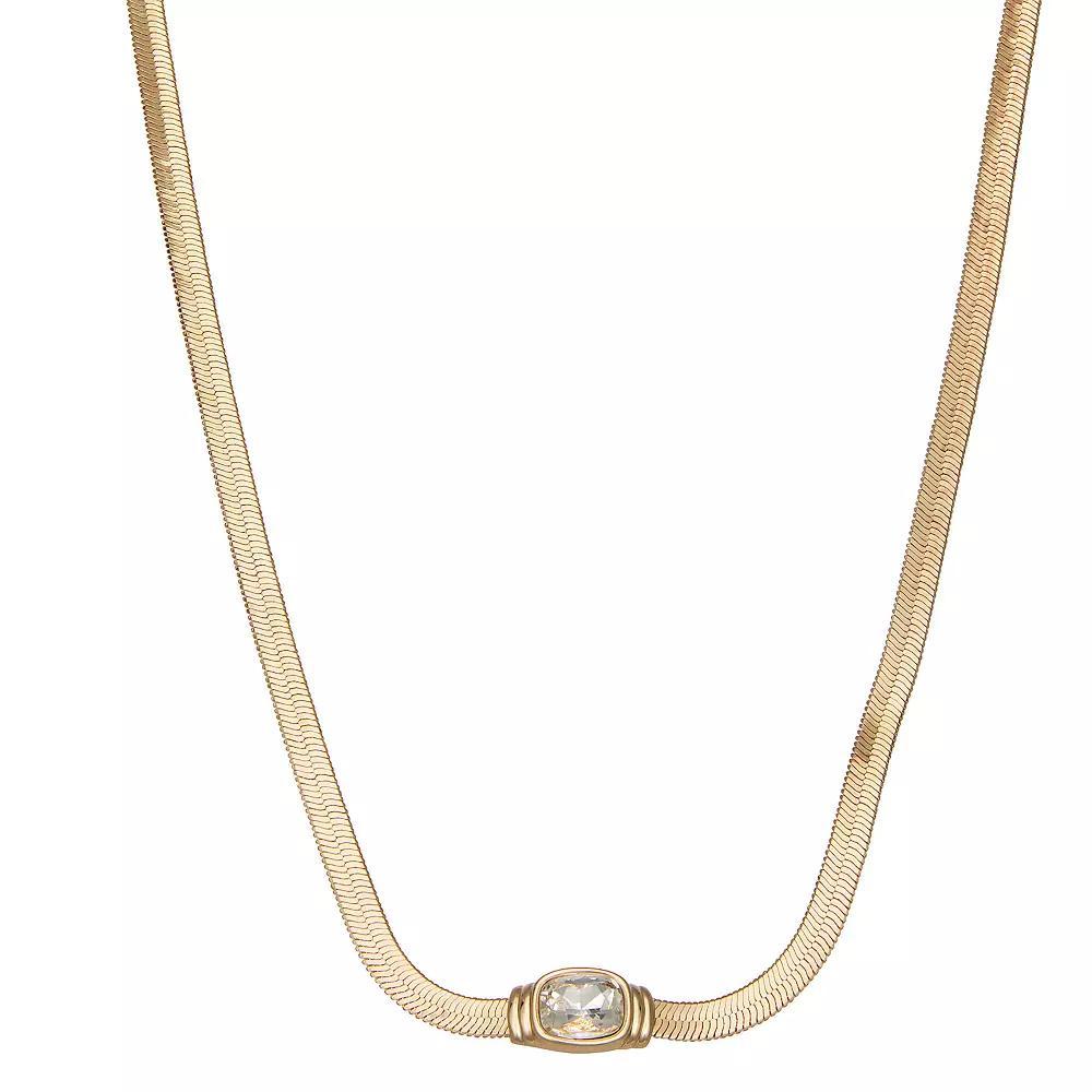 Nine West Gold Tone Stone Collar Necklace, Women's Product Image