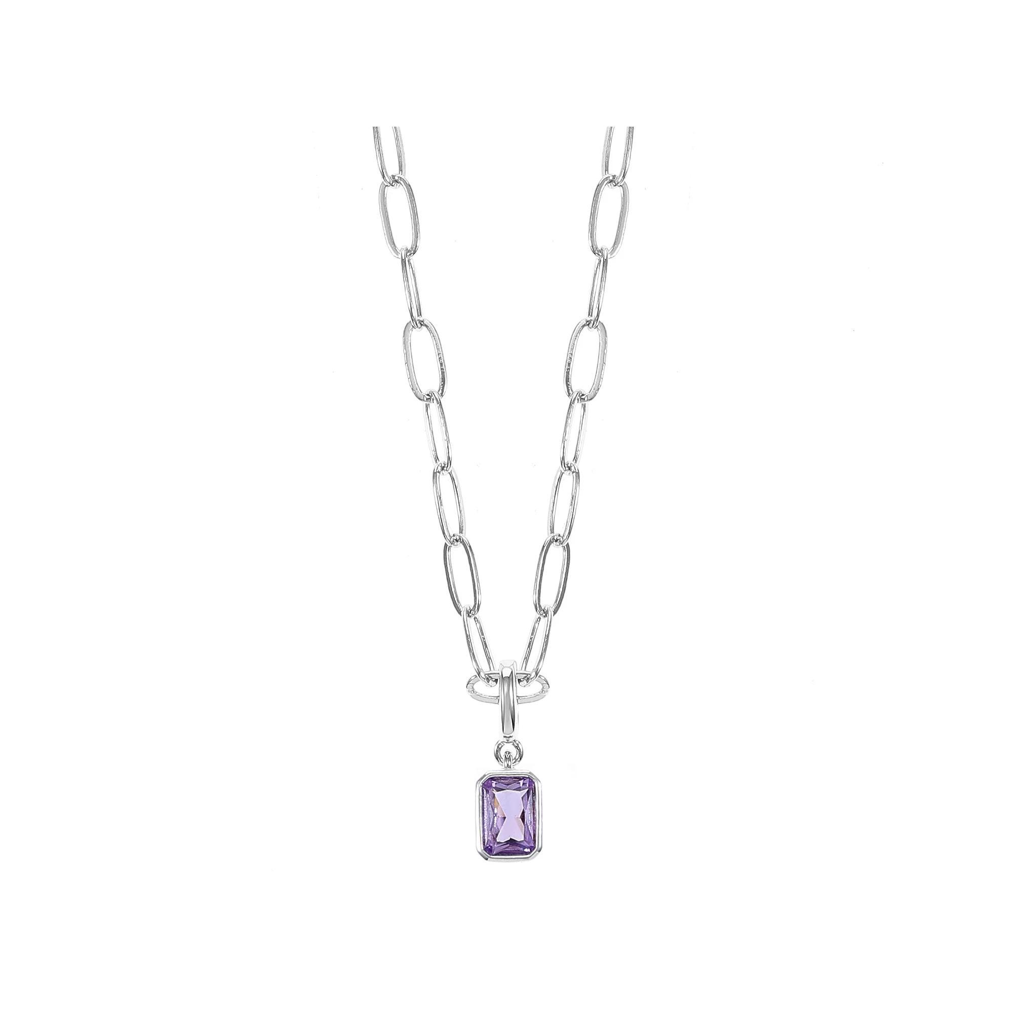 City Luxe Crystal Birthstone Pendant Necklace, Women's, Size: 18-20" ADJ, June Silver Tone Product Image
