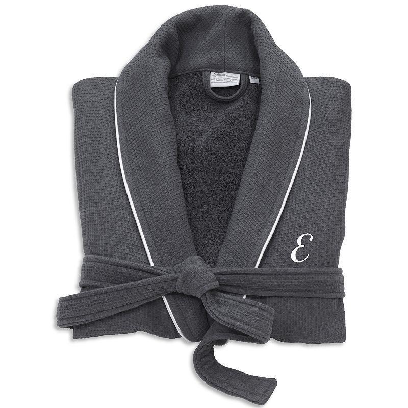 Linum Home Textiles Turkish Cotton Personalized Satin Piped Trim Waffle Terry Gray Bathrobe, Womens Product Image