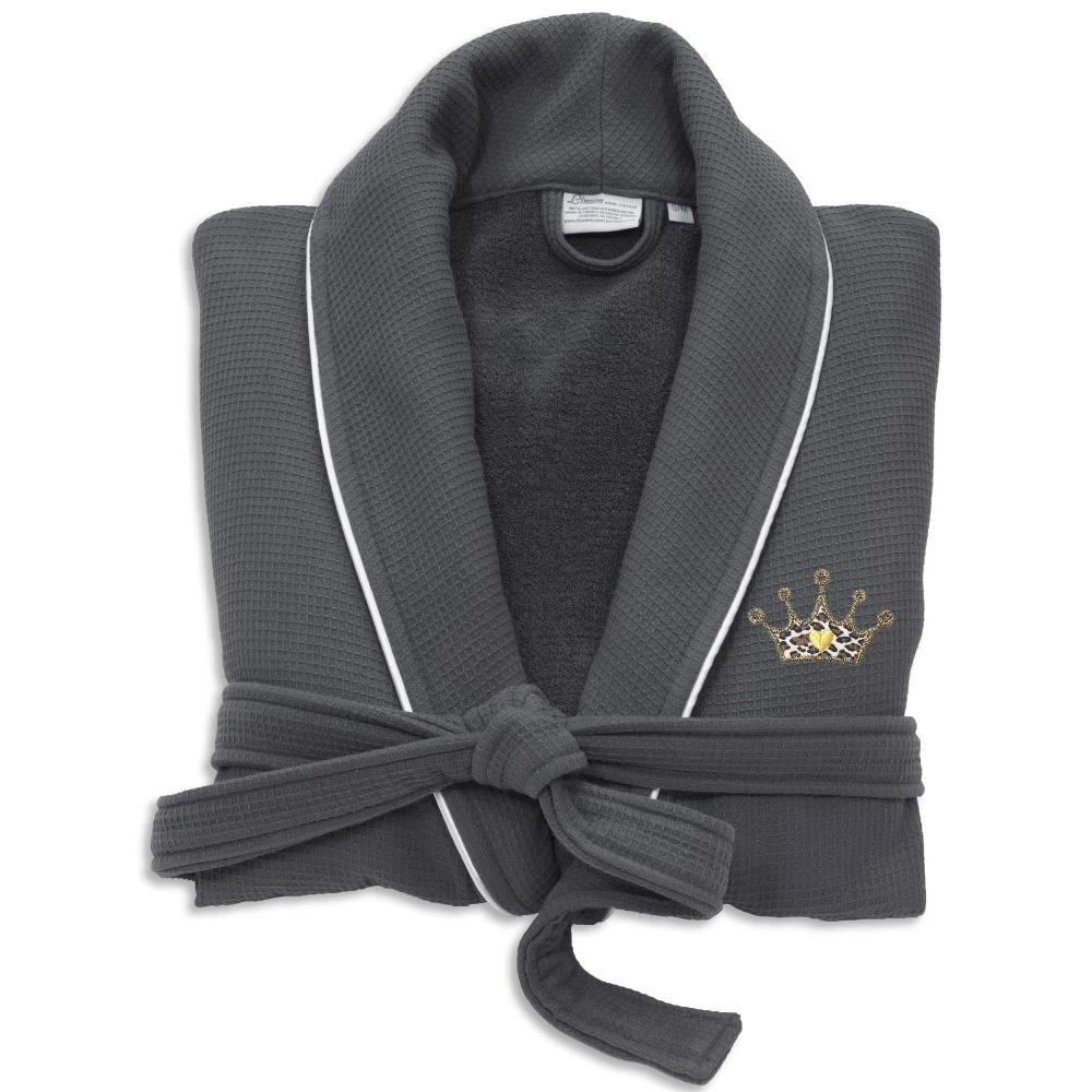 Linum Home Textiles Waffle Terry Bathrobe, Women's, Size: Large/XL, Dark Gray Product Image
