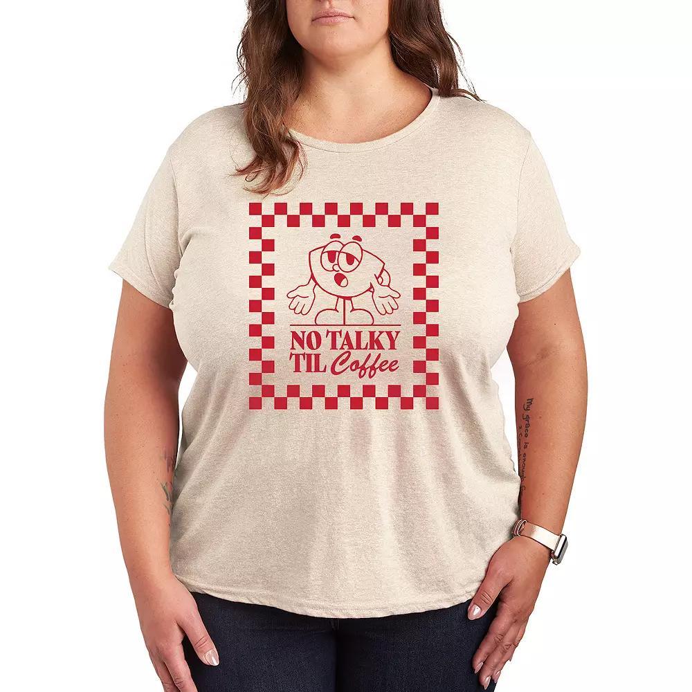 Plus No Talky Til Coffee Graphic Tee, Women's, Size: 1XL, Beige Product Image