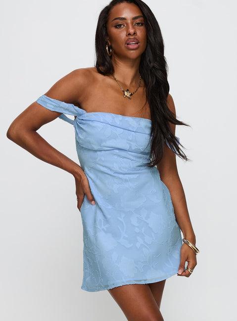 Zabbarra Off The Shoulder Mini Dress Blue Product Image