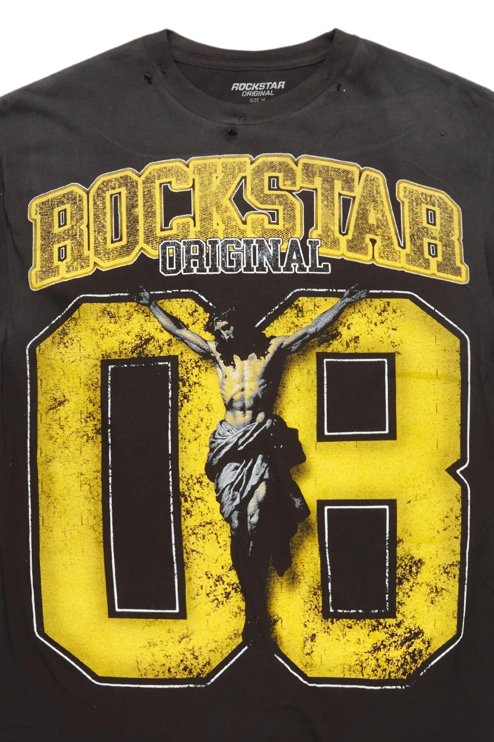 Tariqa Black/Yellow Oversized T-Shirt Female Product Image