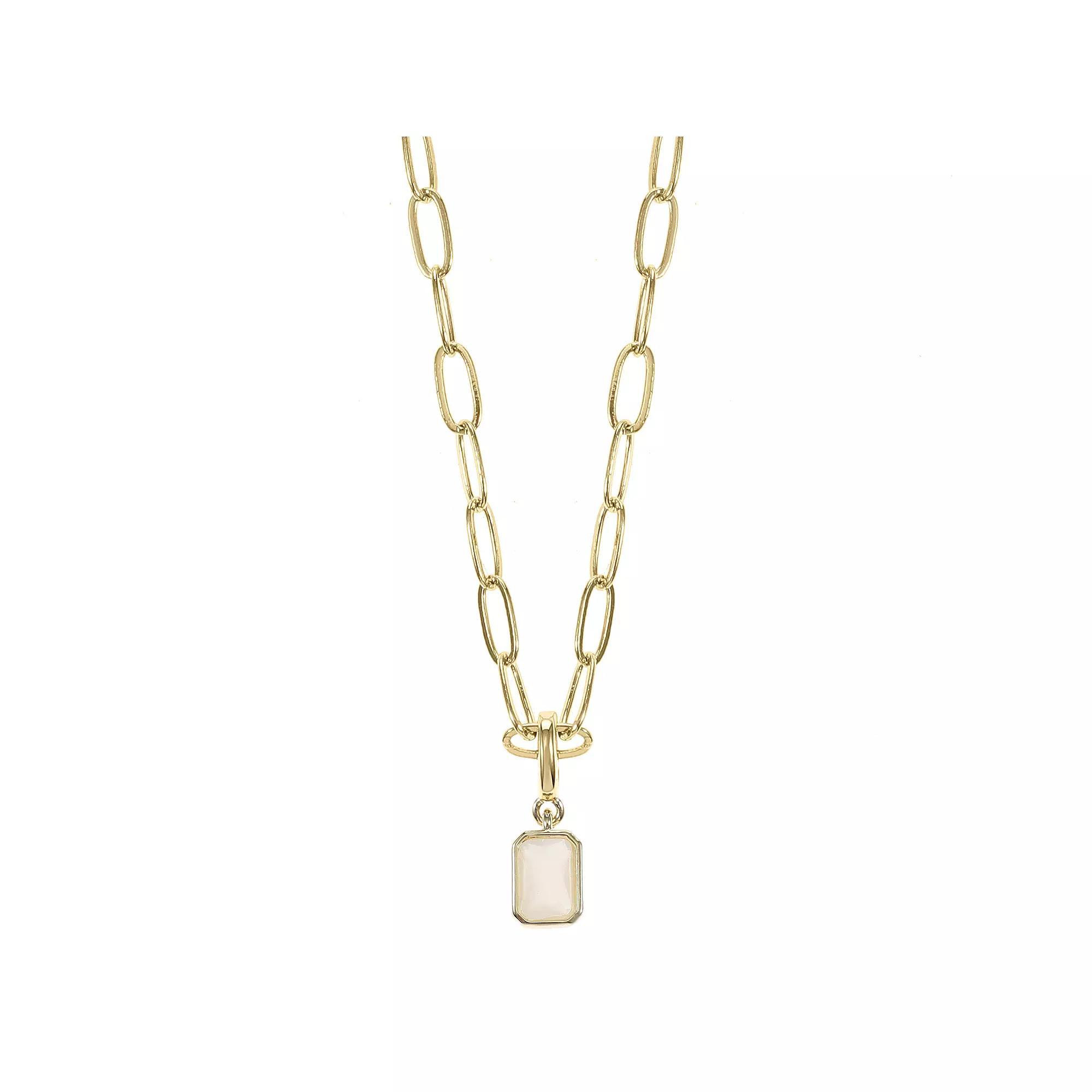 City Luxe Crystal Birthstone Pendant Necklace, Women's, Size: 18-20" ADJ, October Gold Tone Product Image