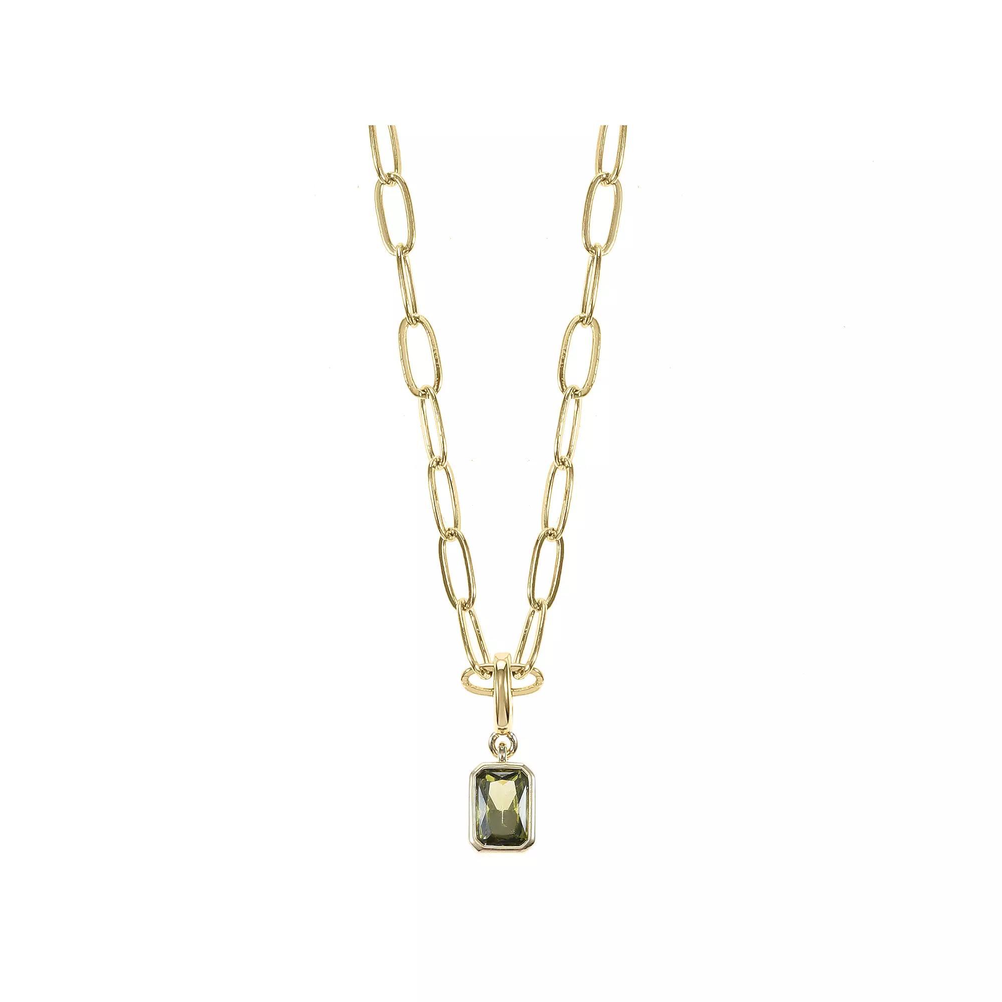 City Luxe Crystal Birthstone Pendant Necklace, Women's, Size: 18-20" ADJ, August Gold Tone Product Image