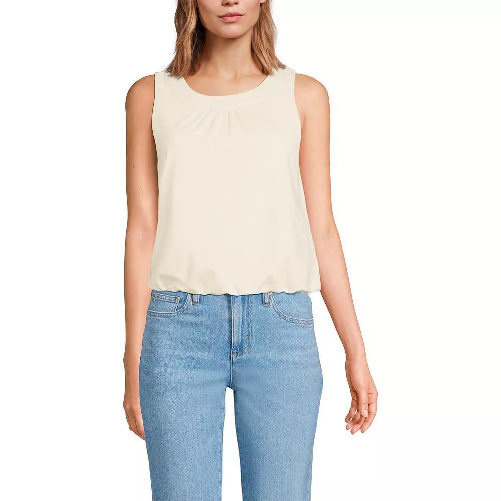 Women's Lands' End Lightweight Jersey Pleated Tank Top, Size: Small, Fresh Ivory Product Image