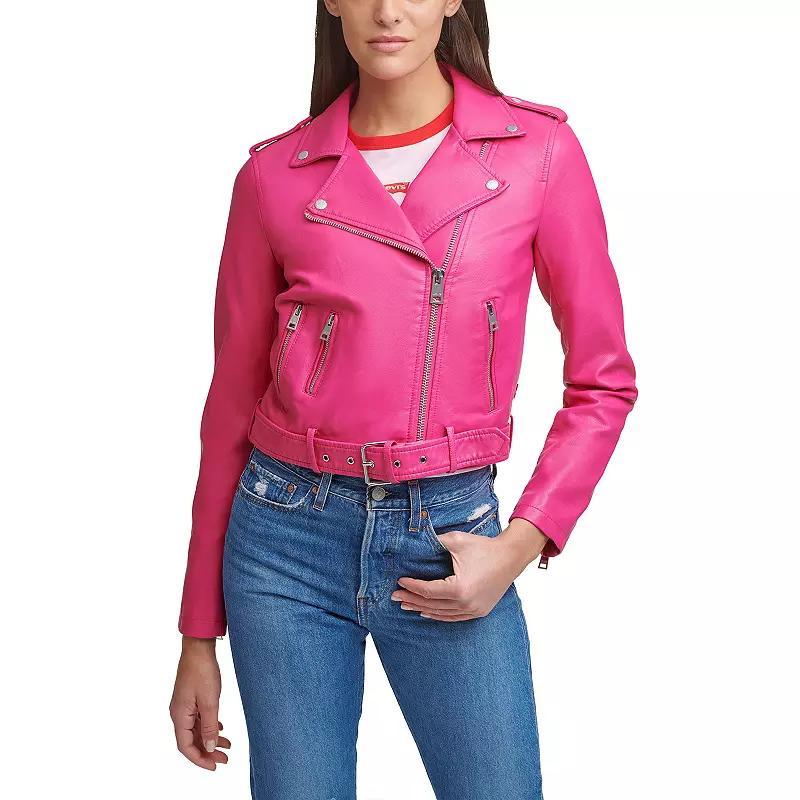 Womens Levis Belted Faux Leather Motorcycle Jacket Product Image