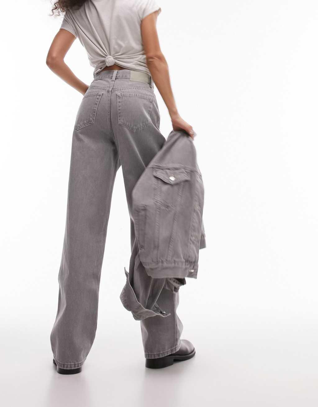 Topshop column jeans in gray Product Image