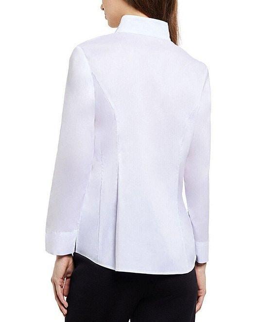 MISOOK Stretch Woven Stand Collar Long Sleeve Button-Down Blouse Product Image