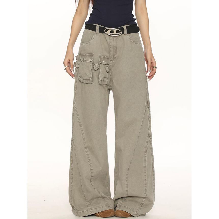 High Rise Washed Wide Leg Baggy Jeans Product Image