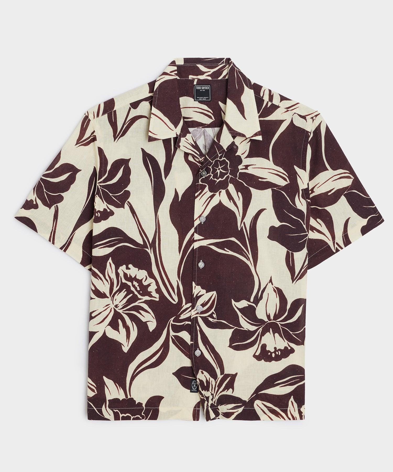 Cotton-Linen Floral Camp Collar Shirt Product Image