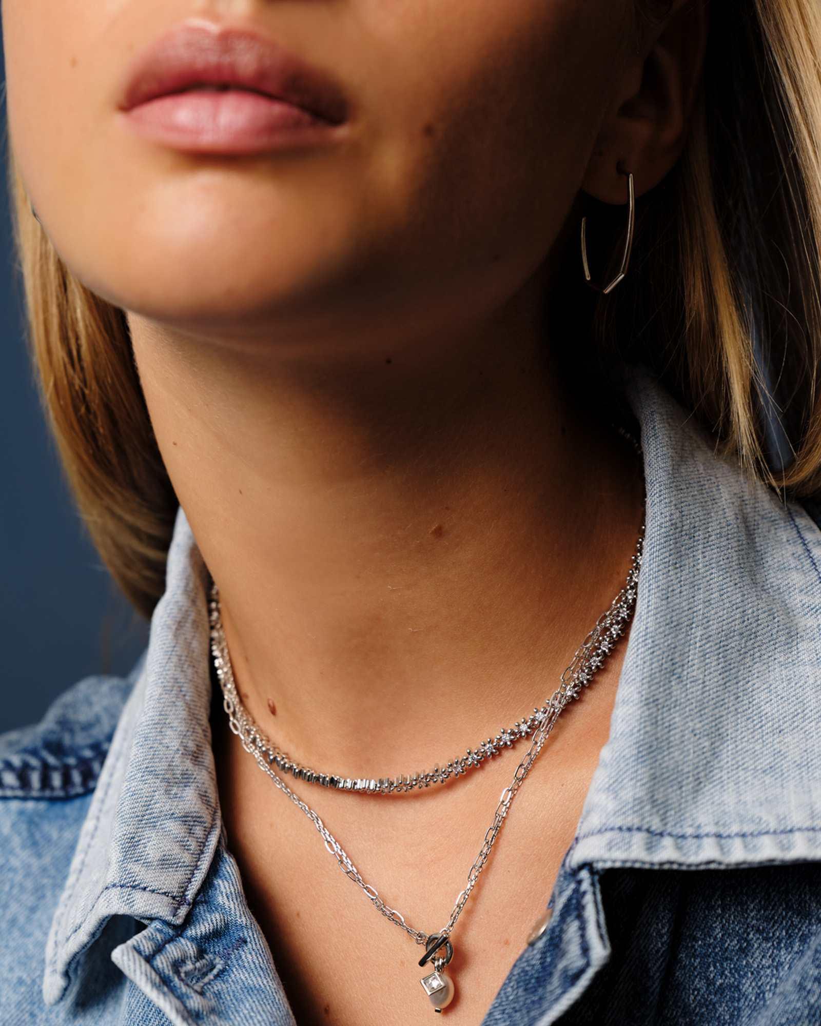 Nydia Gold Strand Necklace in White CZ Product Image