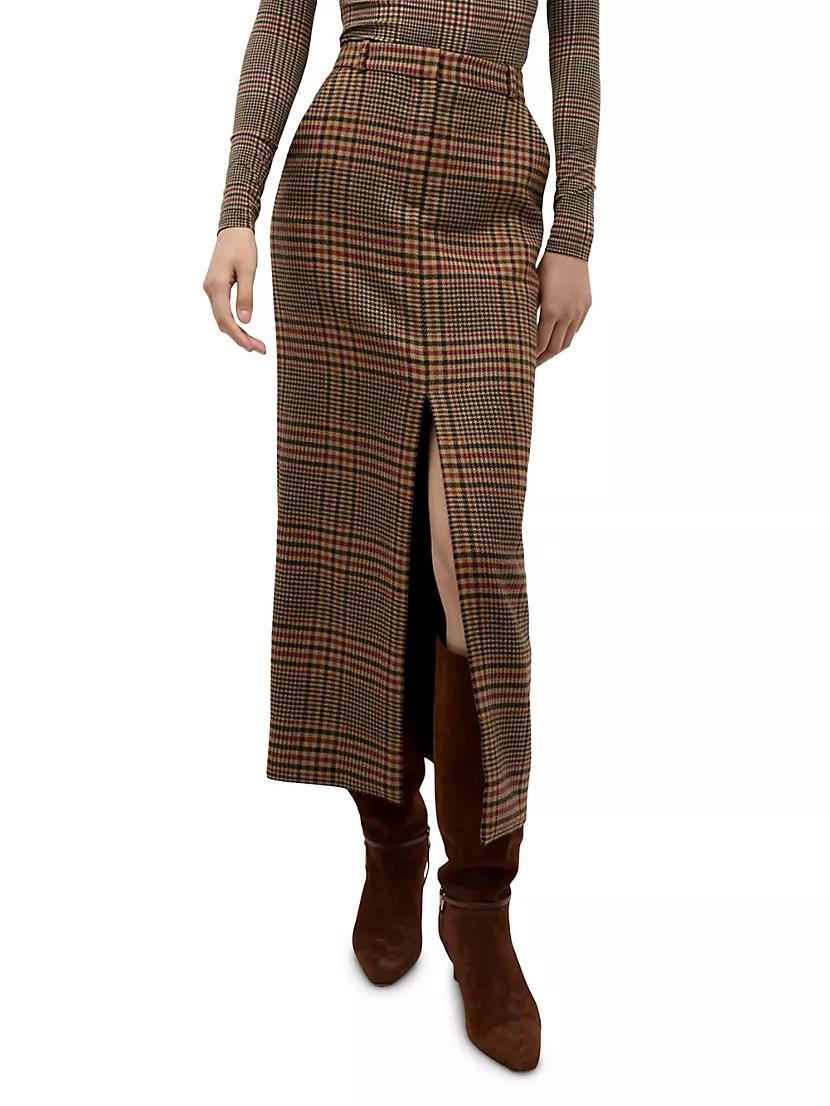 Maxine Plaid Wool Maxi Skirt Product Image