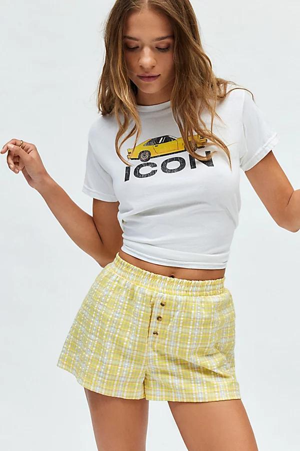 Urban Renewal Remnants Made In LA Button Front Pattern Boxer Short Womens at Urban Outfitters Product Image
