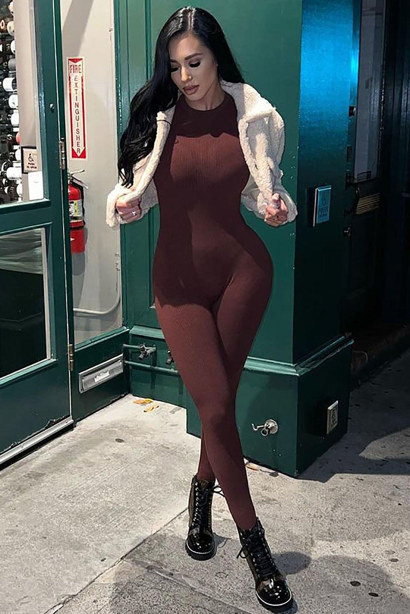 Maribel Snatched Jumpsuit - Chestnut Product Image