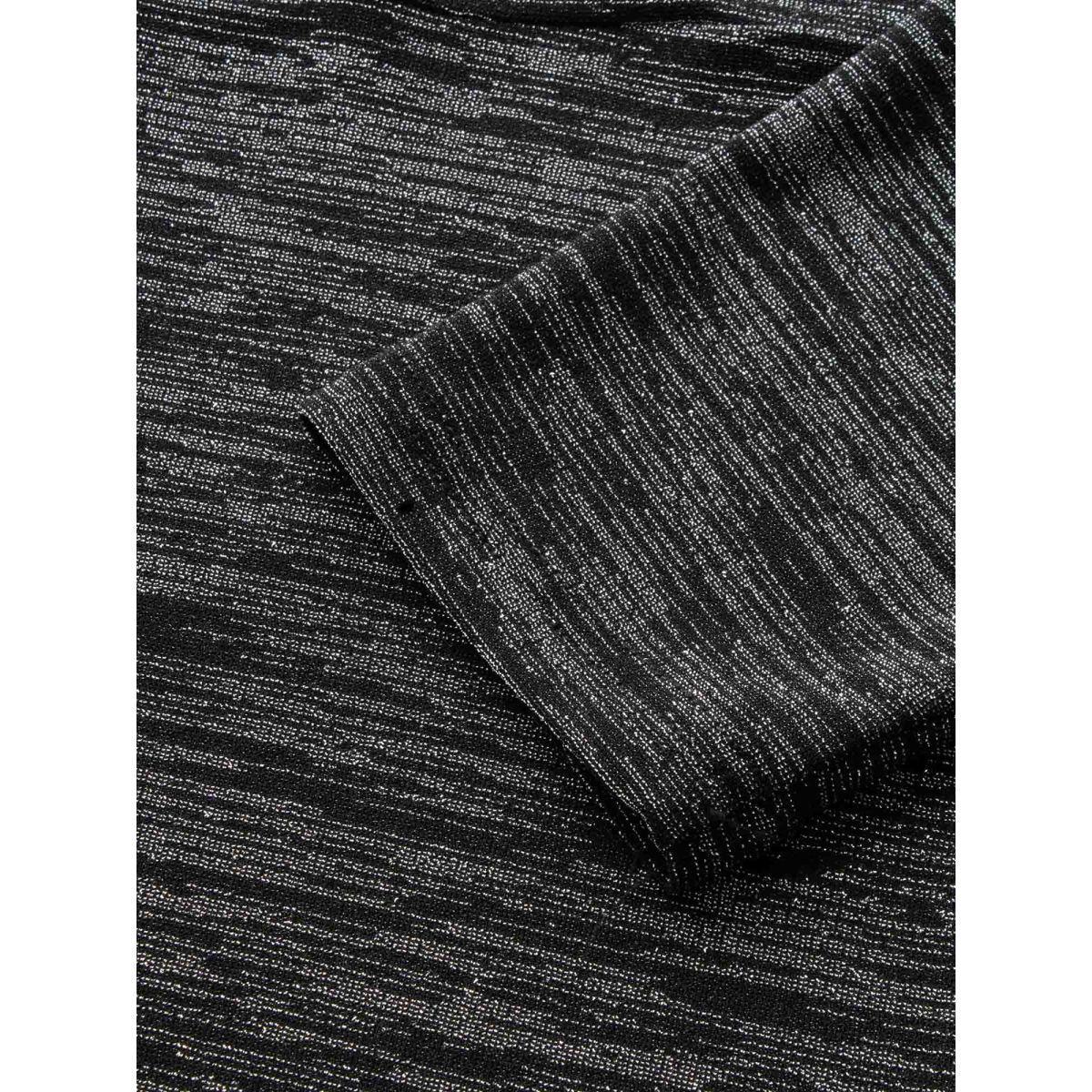 Plus Size Glitter Round Neck Backless Dress Black Women Cocktail Texture Party Curvy Bloomchic 28/5X Product Image