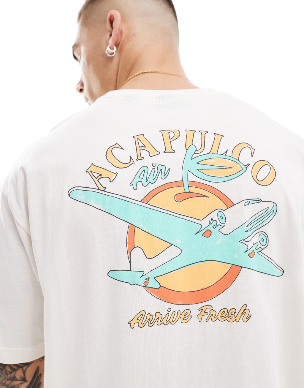 ONLY & SONS relaxed fit t-shirt with Acapulco back print in off white Product Image