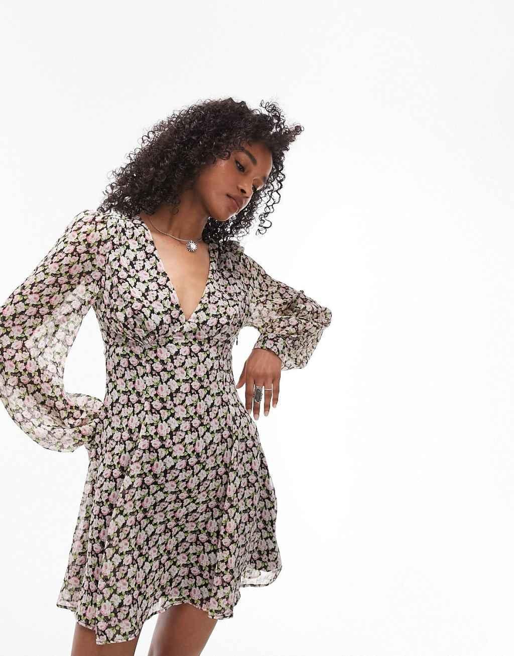 Topshop v-neck mini tea dress Product Image