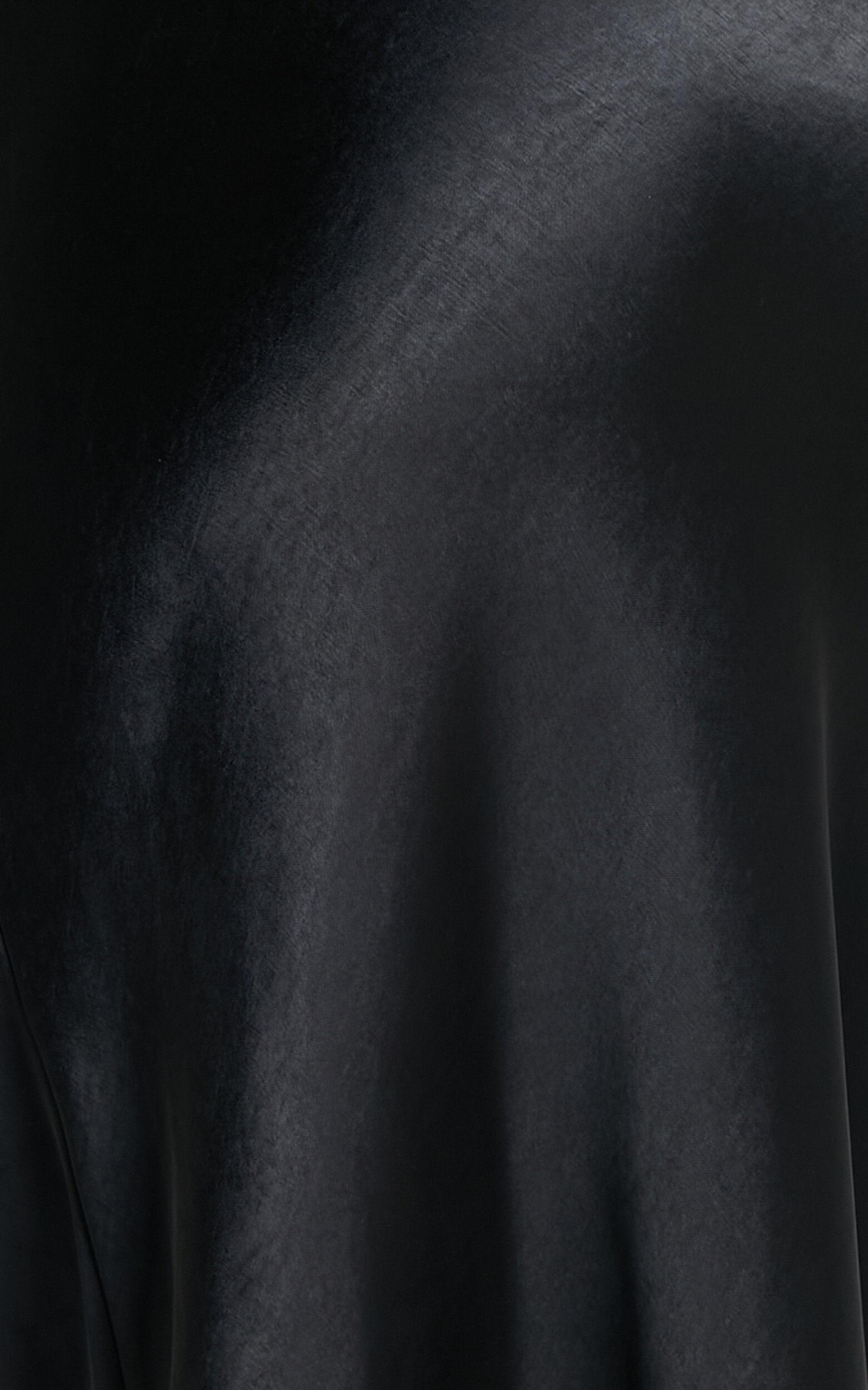 Charlita Maxi Dress - Strapless Cowl Back Satin Dress in Black Product Image