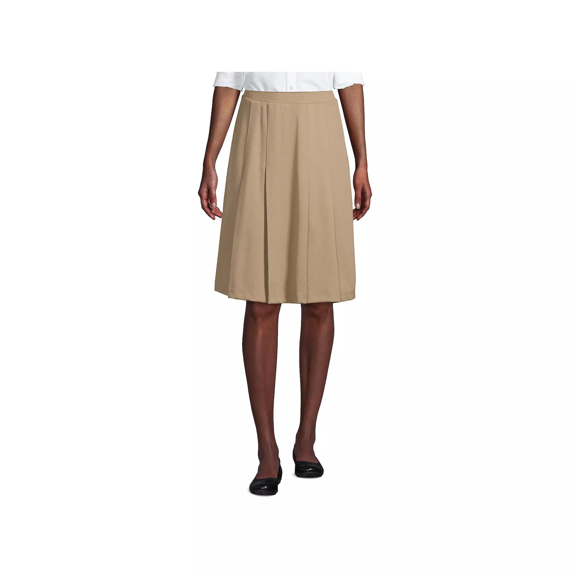 Women's Lands' End Ponte Knee Length Pleated Skirt, Size: 8, Green Product Image