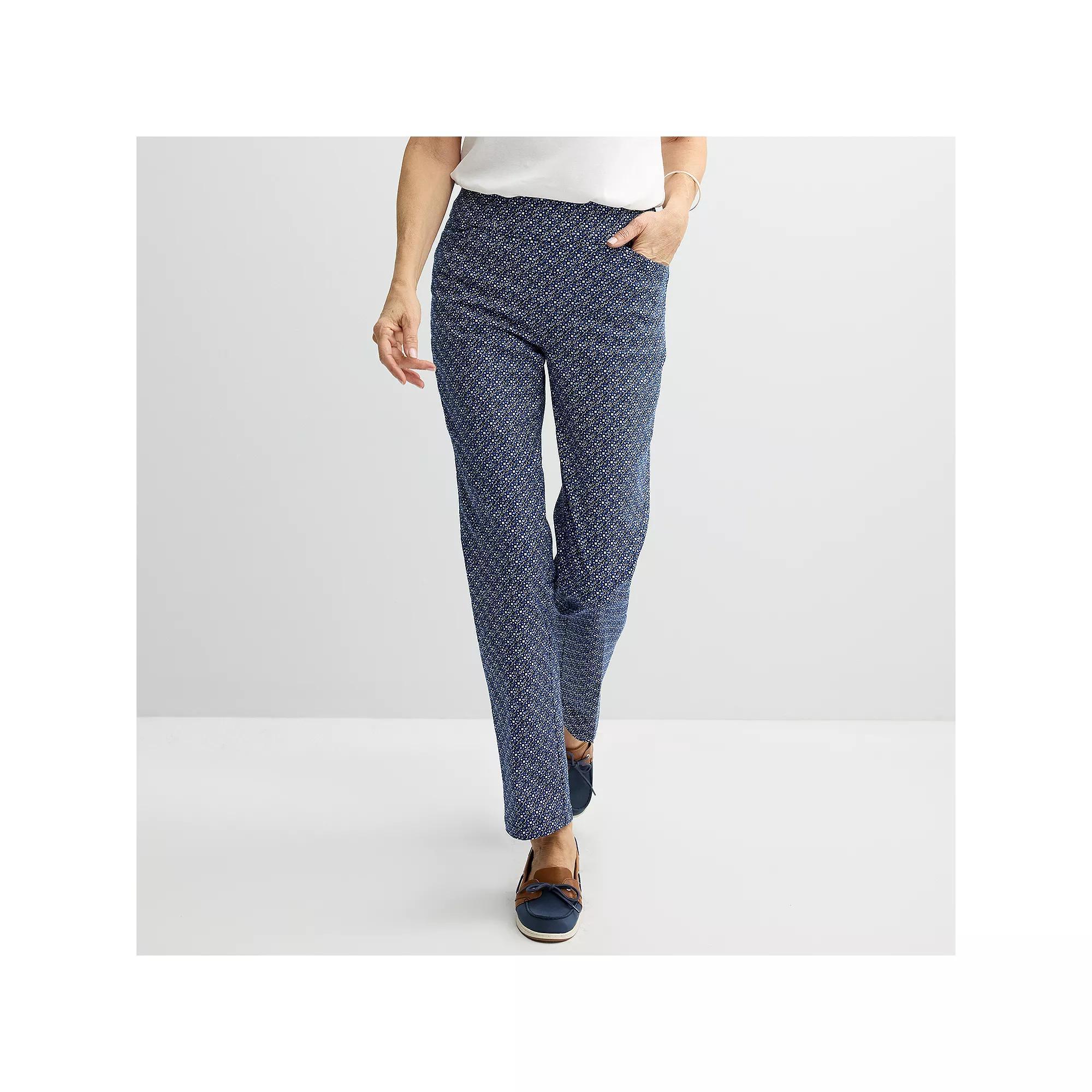 Women's Croft & Barrow® Effortless Stretch Pull-On Straight-Leg Pants, Size: 18, Blue Texture Tile Product Image