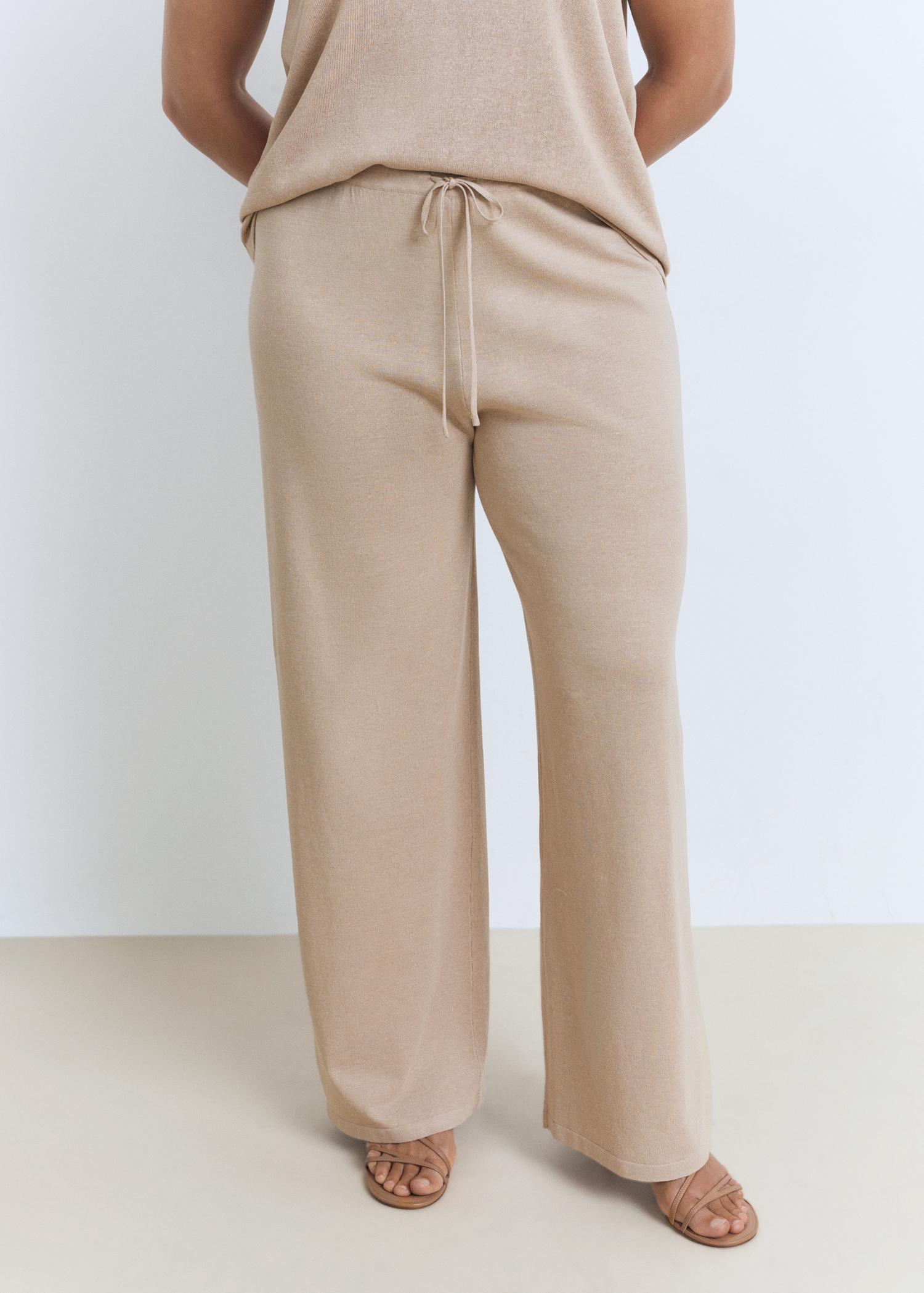Straight knitted pants - Women | MANGO USA Product Image