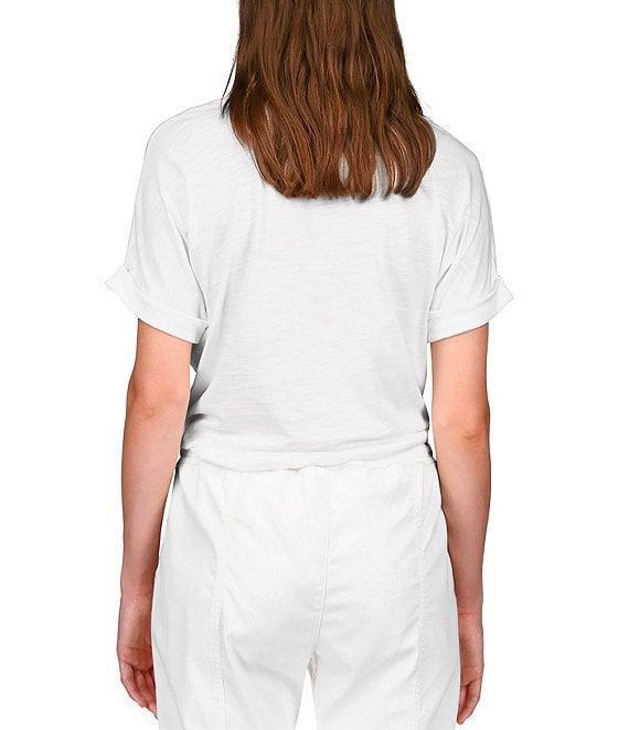 Sanctuary All Day Tie Waist Crew Neck Short Rolled Sleeve Tee Shirt Product Image