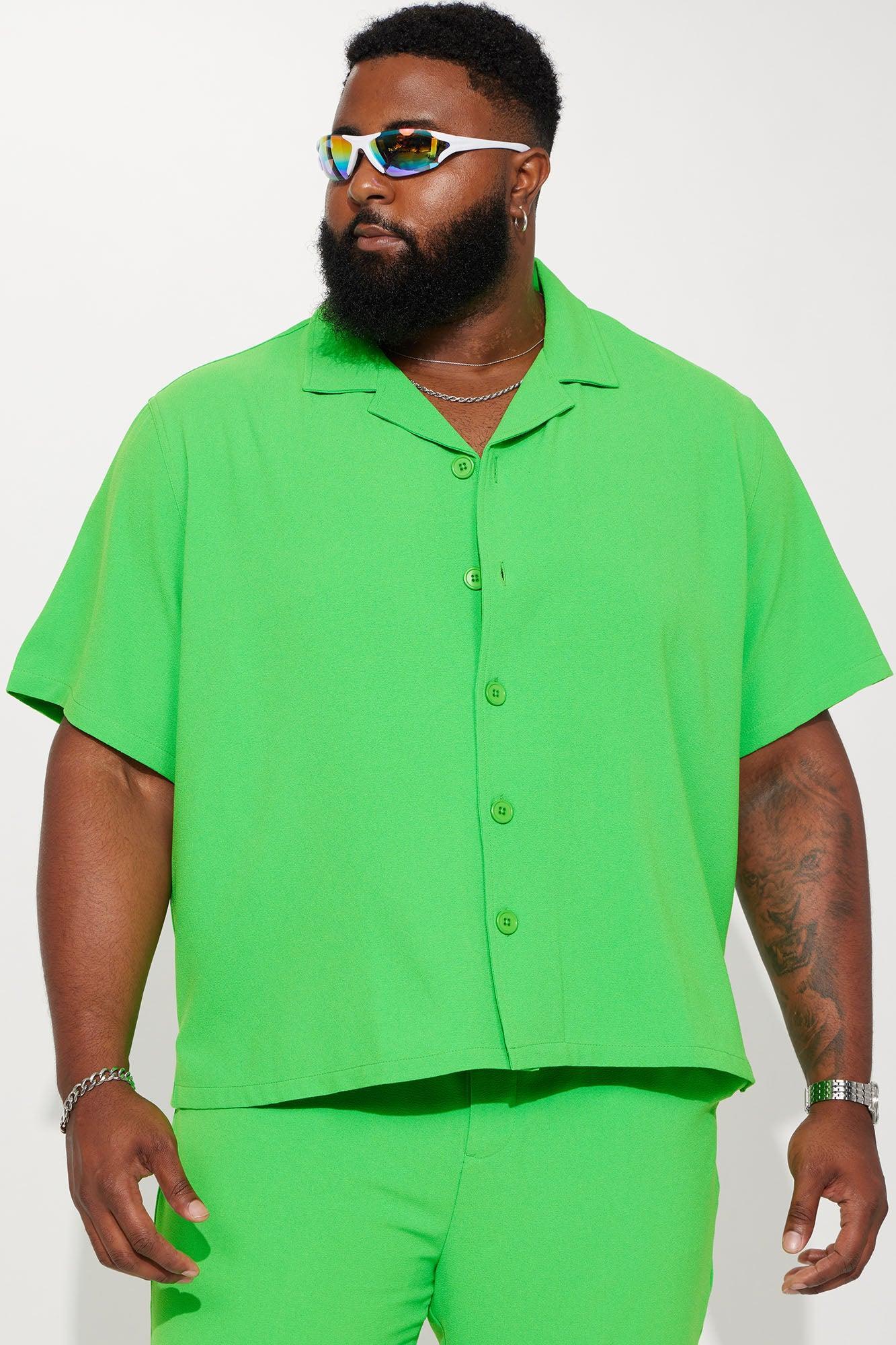 Golden Hour Short Sleeve Button Up - Green Product Image