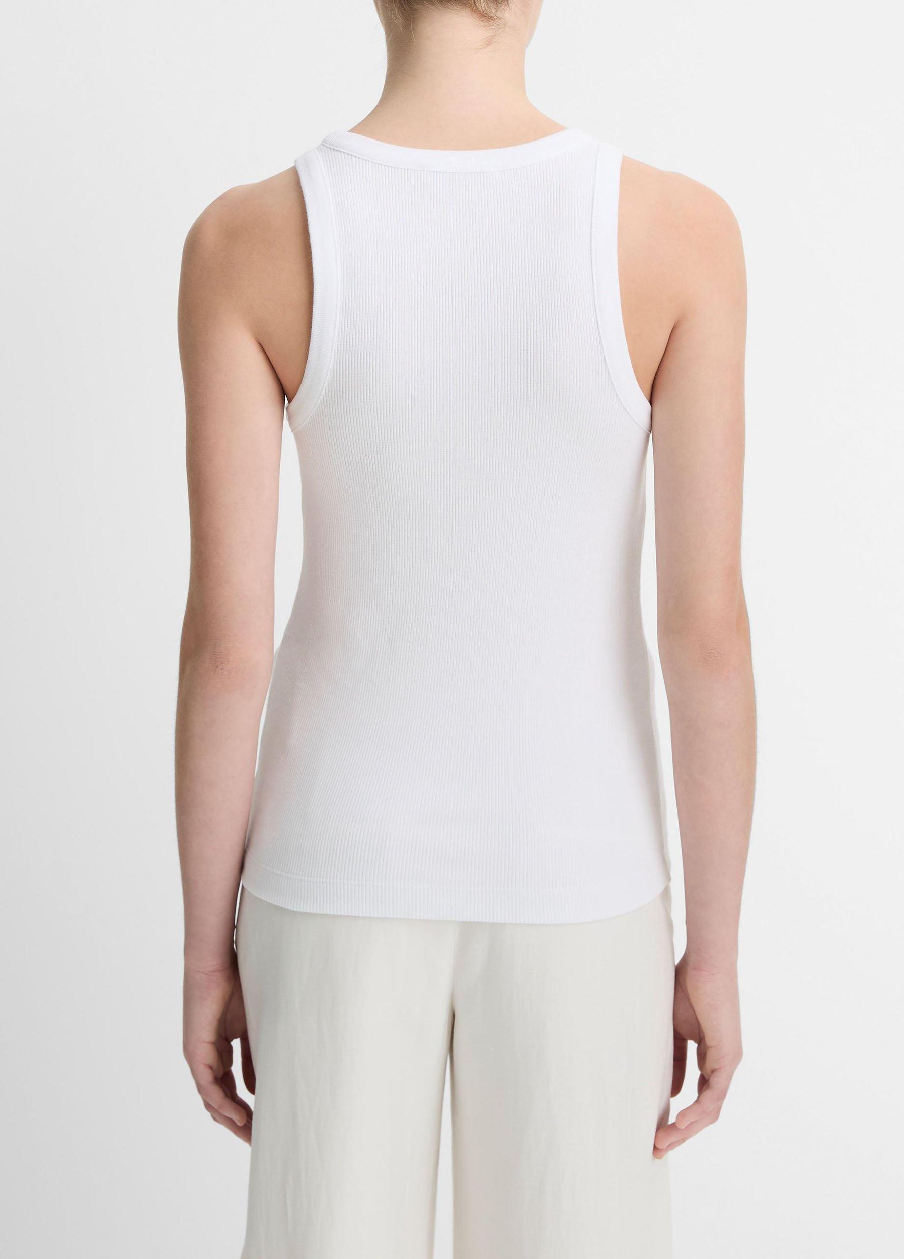 Womens Ribbed Scoop-Neck Tank, Optic White, Size S Vince Product Image