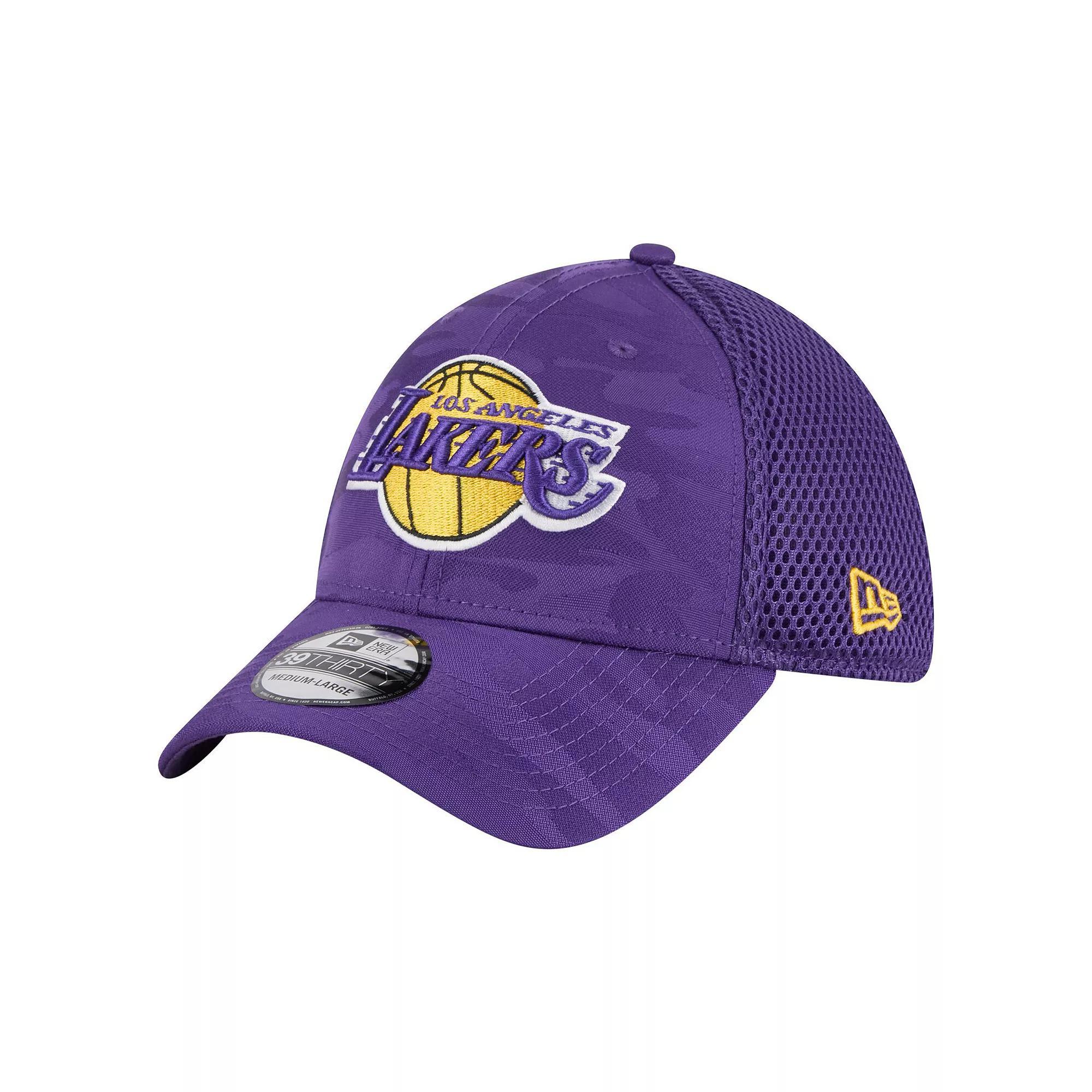 Men's New Era  Purple Los Angeles Lakers Subtle Camo 39THIRTY Flex Hat, Size: Small/Medium Product Image