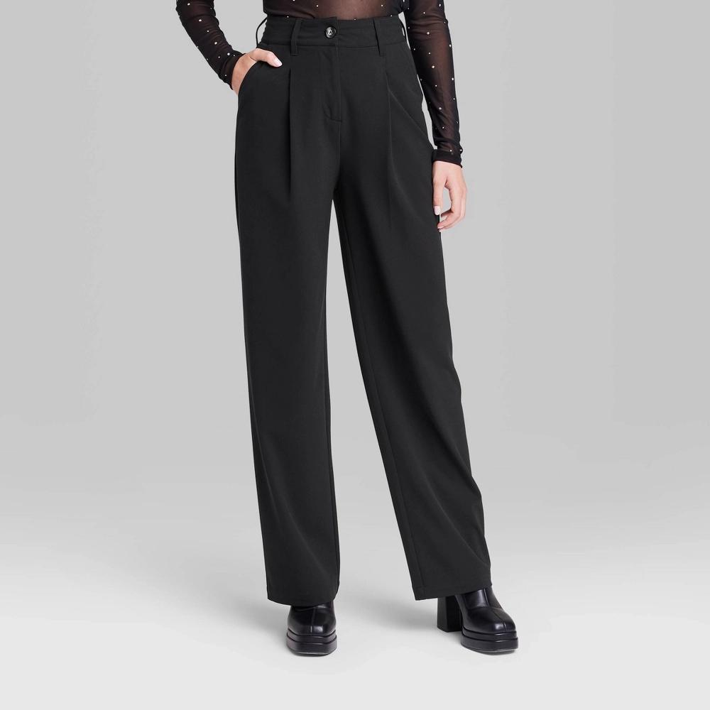Women's High-Rise Wide Leg Trousers - Wild Fable™ Black 0 Product Image