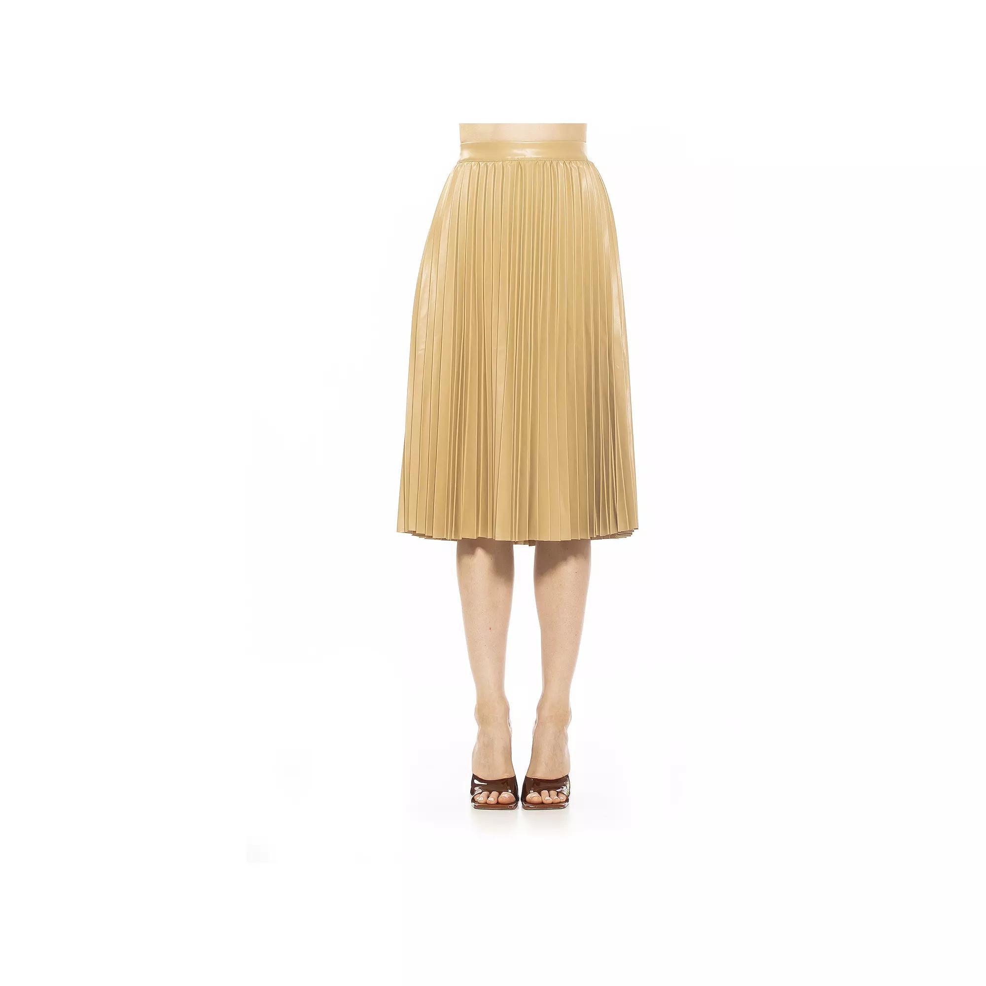 Women's Alexia Admor Luca Leather Midi Skirt, Size: XS, Nude Product Image