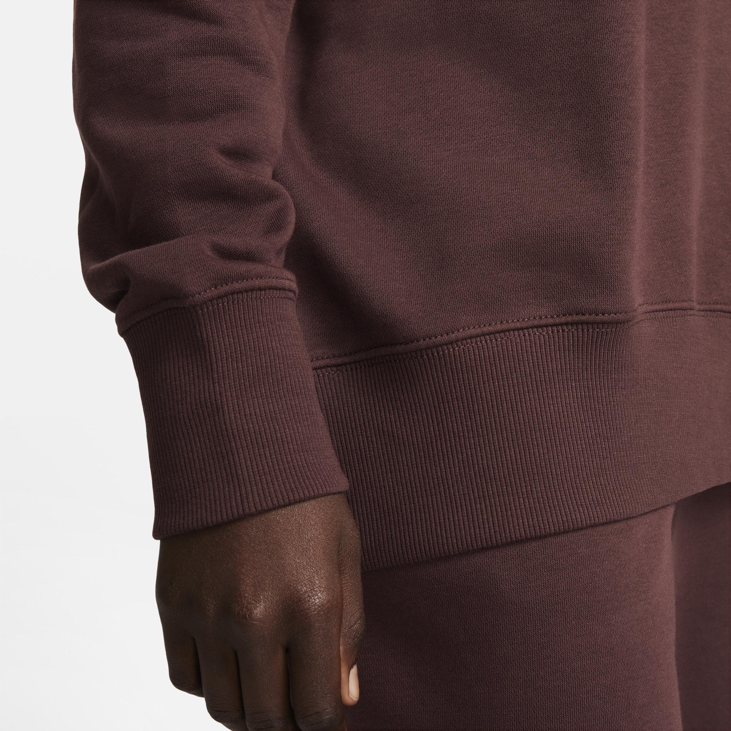 Nike Swoosh oversized fleece sweatshirt in earth brown Product Image