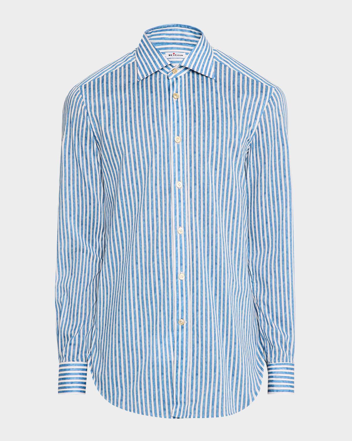 Mens Cotton Painted Stripe Sport Shirt Product Image