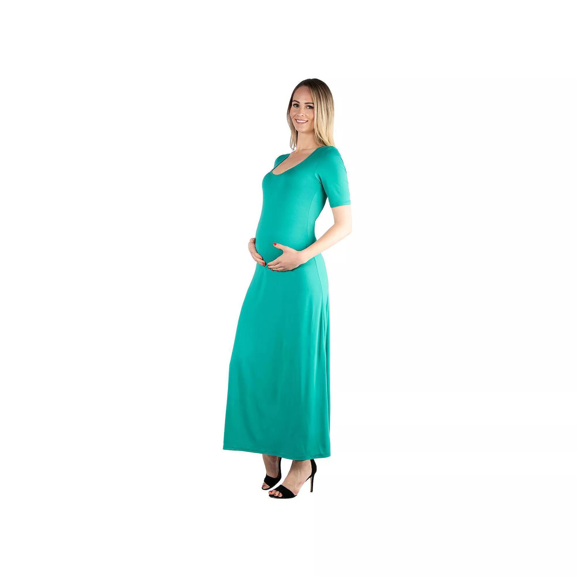 Maternity 24Seven Comfort Apparel Casual Maxi Dress, Women's, Size: XL-Mat, Green Product Image