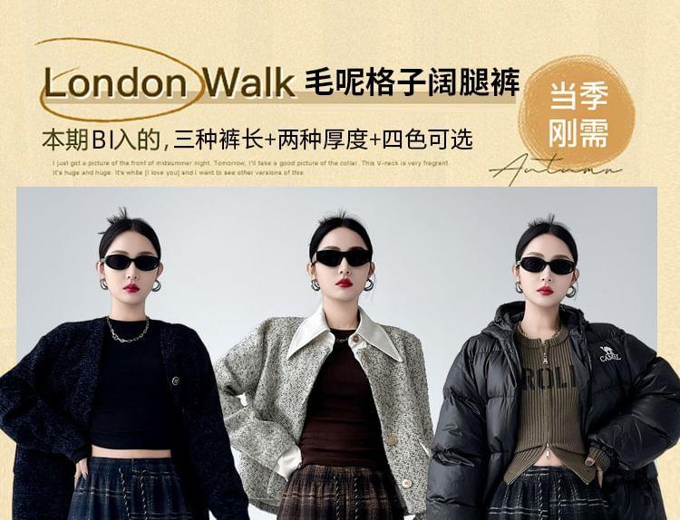 High Rise Plaid Wide Leg Pants (Various Designs) Product Image